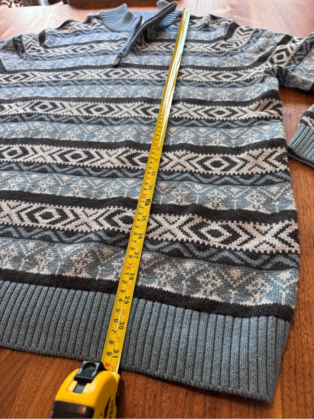 LL Bean Men’s Chunky Cotton Fair Isle 1/4 Zip Sweater in GUC XL Tall
